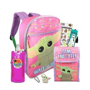 Fast Forward Baby Yoda Backpack with Lunch Box for Girls Set
